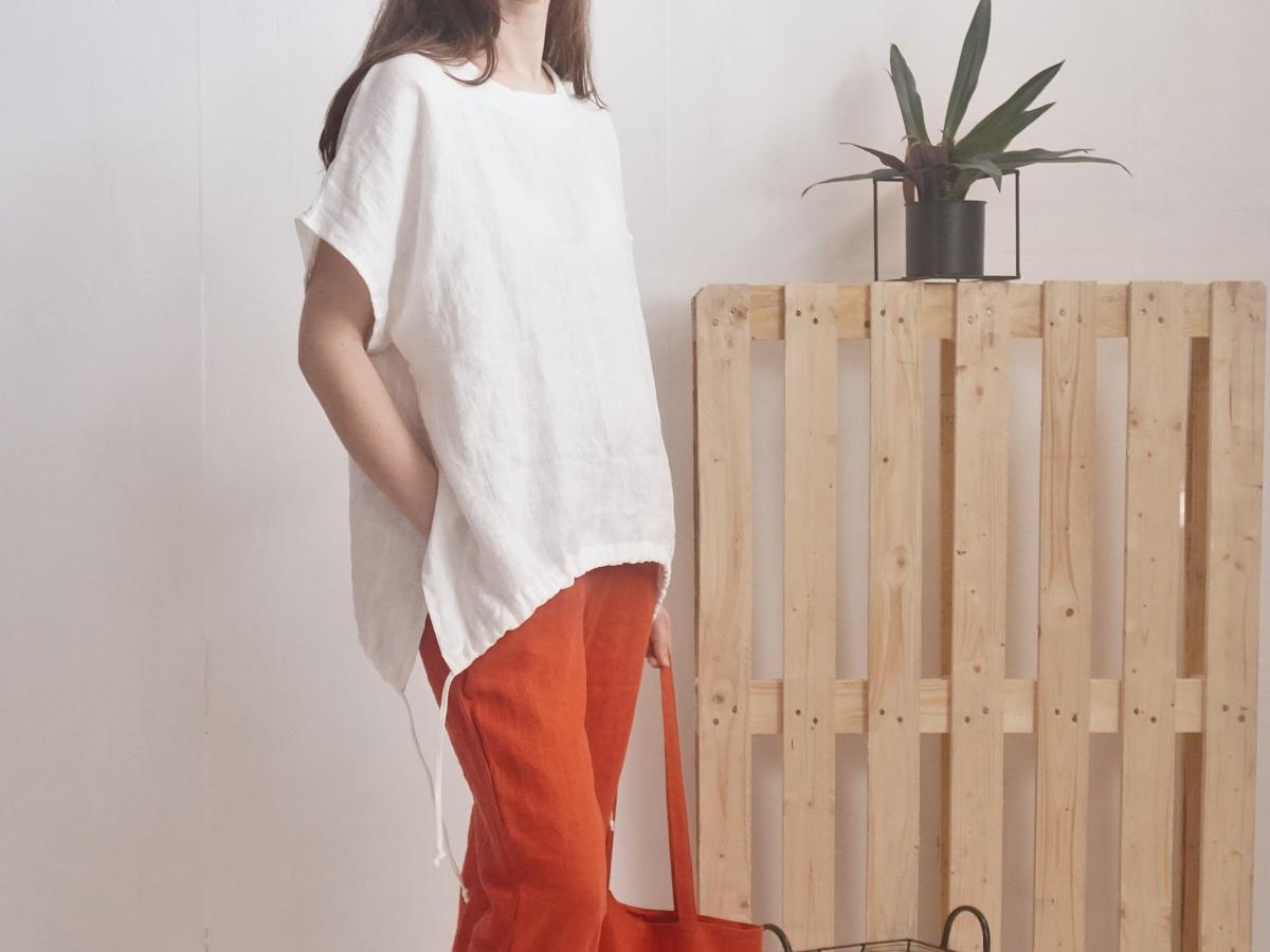 Blouse ample en lin à liens SONGHUA