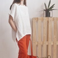 Blouse ample en lin à liens SONGHUA