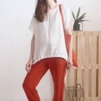 Blouse ample en lin à liens SONGHUA