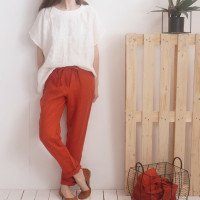 Blouse ample en lin à liens SONGHUA