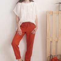 Blouse ample en lin à liens SONGHUA