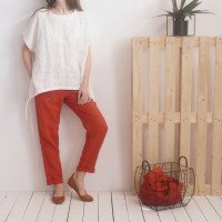 Blouse ample en lin à liens SONGHUA