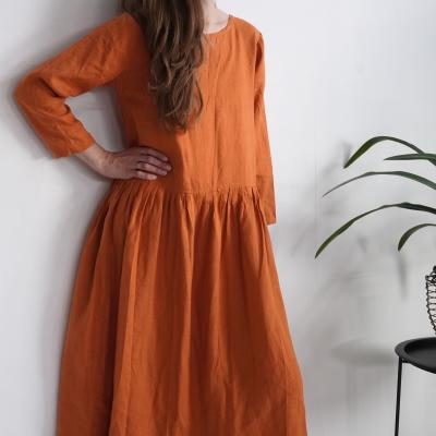 Robe longue en lin à manches longues MACKENZIE