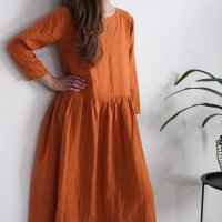 Robe longue en lin à manches longues MACKENZIE