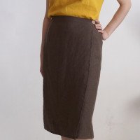 Jupe midi portefeuille en lin STONY