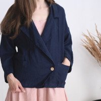 Veste ample en lin à double boutonnage SEPIK