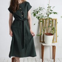 Robe chemise midi en lin à ceinture LIMPOPO