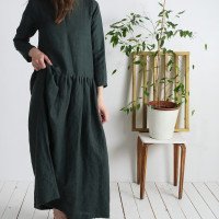 Robe longue en lin à manches longues MACKENZIE