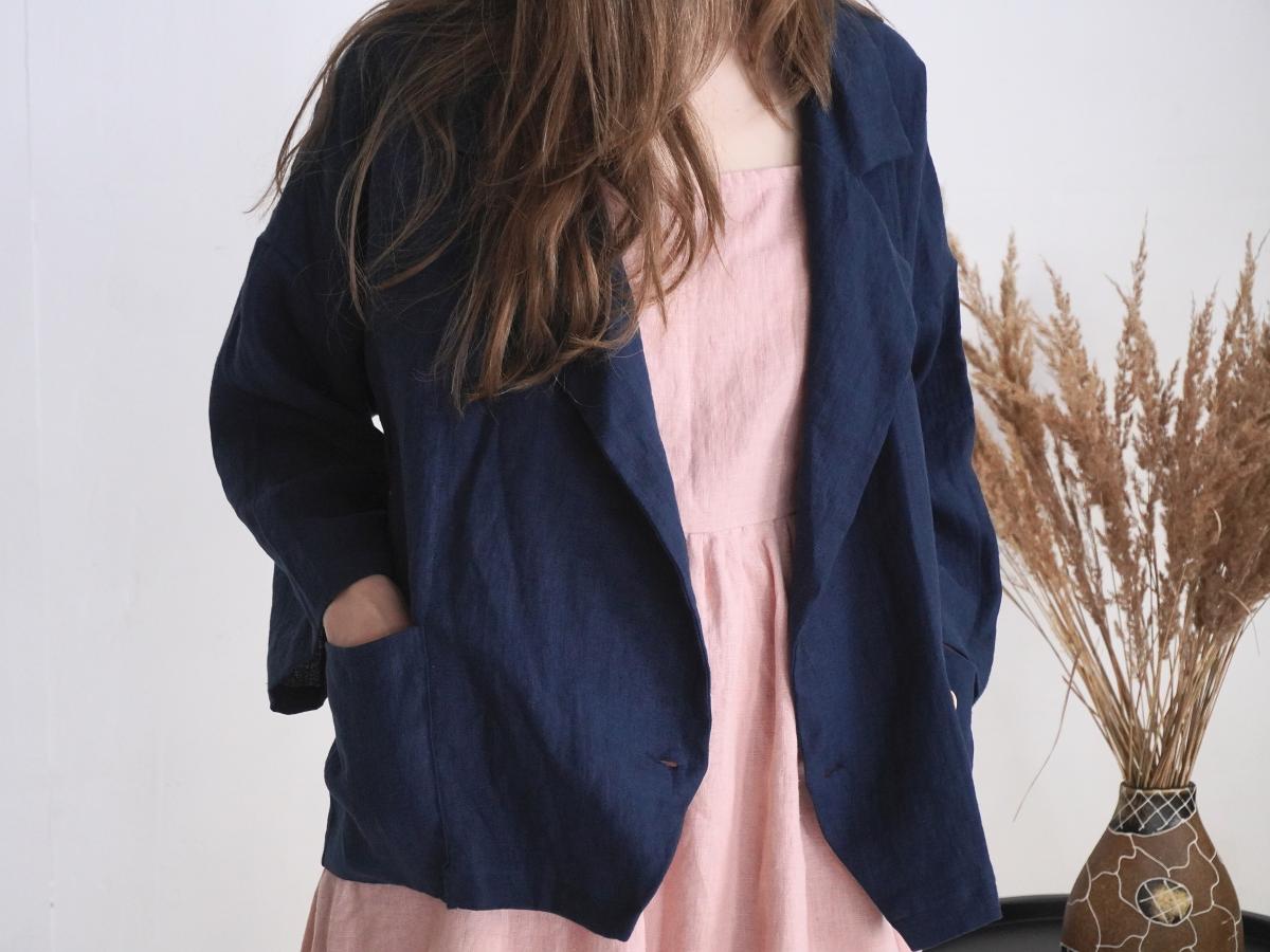 Veste ample en lin à double boutonnage SEPIK