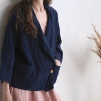 Veste ample en lin à double boutonnage SEPIK