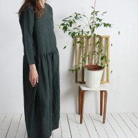 Robe longue en lin à manches longues MACKENZIE
