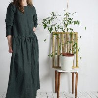 Robe longue en lin à manches longues MACKENZIE