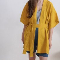 Veste kimono en lin à ceinture XINGU