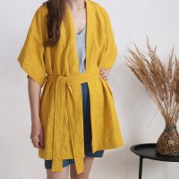 Veste kimono en lin à ceinture XINGU