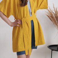 Veste kimono en lin à ceinture XINGU