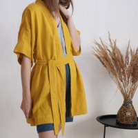 Veste kimono en lin à ceinture XINGU