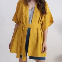 Veste kimono en lin à ceinture XINGU