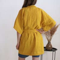 Veste kimono en lin à ceinture XINGU