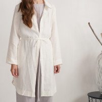 Veste longue en lin à ceinture EMAJEGI