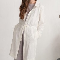 Veste longue en lin à ceinture EMAJEGI