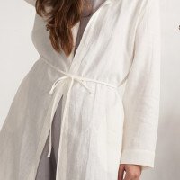 Veste longue en lin à ceinture EMAJEGI