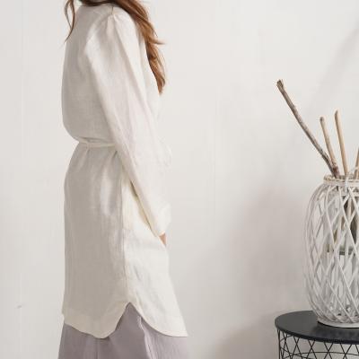 Linen long jacket, natural linen jacket with pockets - EMAJEGI