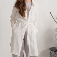 Veste longue en lin à ceinture EMAJEGI