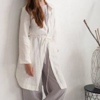 Veste longue en lin à ceinture EMAJEGI