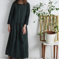 Robe longue en lin à manches longues MACKENZIE