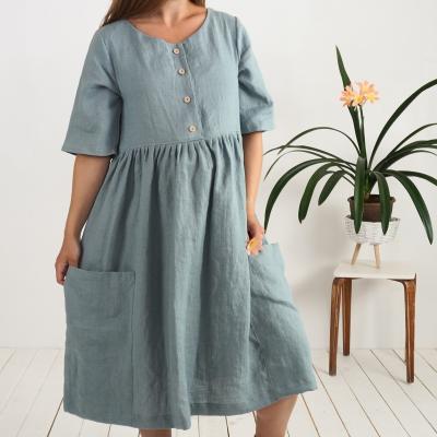 Boho linen nursing dress, maxi pregnancy dress - NARMADA