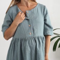 Robe bohème de grossesse et d’allaitement en lin à taille empire NARMADA