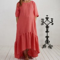 Robe longue bohème de grossesse en lin à volant CONGO