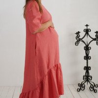 Robe longue bohème de grossesse en lin à volant CONGO