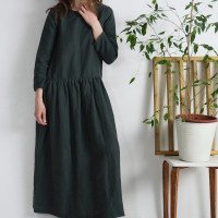 Robe longue en lin à manches longues MACKENZIE