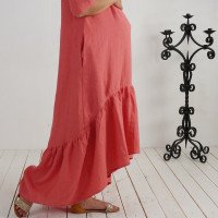 Robe longue bohème de grossesse en lin à volant CONGO