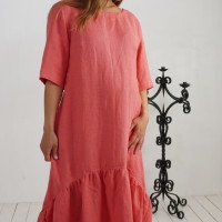 Robe longue bohème de grossesse en lin à volant CONGO