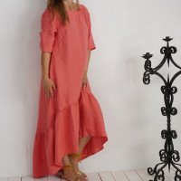 Robe longue bohème de grossesse en lin à volant CONGO
