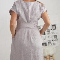 Robe ample de grossesse en lin à col V et liens PARAGUAY
