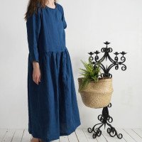 Robe longue en lin à manches longues MACKENZIE