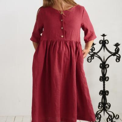 Linen breastfeeding dress, linen loose maternity dress - OTTAWA