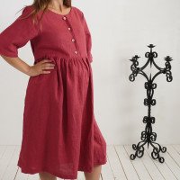 Robe midi ample de grossesse et d’allaitement en lin boutonnée OTTAWA