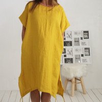Robe ample de grossesse en lin à liens dans le bas ZEYA