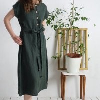 Robe chemise midi en lin à ceinture LIMPOPO