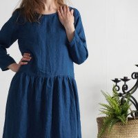 Robe longue en lin à manches longues MACKENZIE
