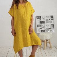 Robe ample de grossesse en lin à liens dans le bas ZEYA