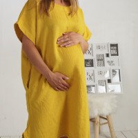 Robe ample de grossesse en lin à liens dans le bas ZEYA