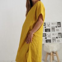 Robe ample de grossesse en lin à liens dans le bas ZEYA