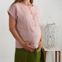 Blouse de grossesse et d’allaitement en lin boutonnée devant KAMA