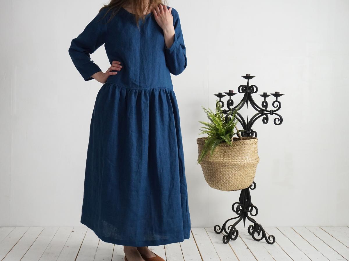 Robe longue en lin à manches longues MACKENZIE