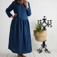 Robe longue en lin à manches longues MACKENZIE